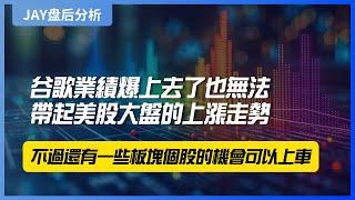 【Jay 收盘报告】谷歌业绩爆上去了也无法带起美股大盘的上涨走势，不过还有一些板块个股的机会可以上车