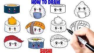 How to Draw Sushi  Art for Kids