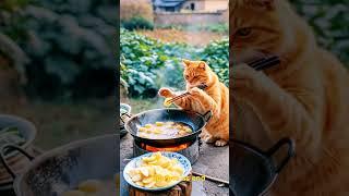 Ai cat making patato chips | how to make potato chips | #cat #cute #funny