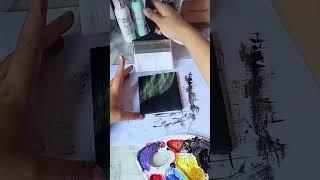 Northern Lights Painting | First Try | #acrylicpainting #art #shorts #canvas