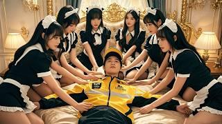 Thug bullied delivery guy’s girl, turns out he’s the mafia boss’s lost son! 6 sexy maids serve him