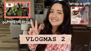 Vlogmas Day 2 | White Elephant Gift & Potting up Props 