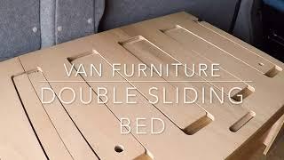 How does the Van Furniture Sliding Bed work? See the double sliding bed fitted to a VW T6.1.