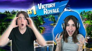 I GOT MY SISTER HER FIRST WIN IN FORTNITE!!