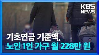 기초연금 기준액, 노인 1인 가구 월소득 228만 원 / KBS  2025.01.01.