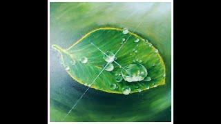 #68 이슬 맺힌 나뭇잎 그리기 /  Acrylic painting / Drawing dewy leaves