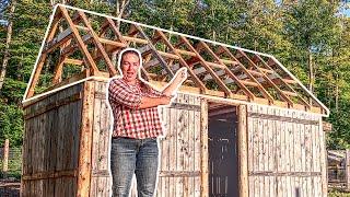 DIY Roof Trusses For Our Pallet Barn- Using a Truss Jig, Building Roof Trusses & Installing