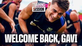 GAVI DOES PART OF THE WORKOUT WITH THE GROUP | FC Barcelona training 