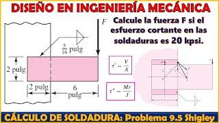 ESFUERZOS EN UNIONES SOLDADAS SUJETAS A TORSIÓN | SOLDADURA A FILETE | Problema 9.5 Shigley 9na Ed