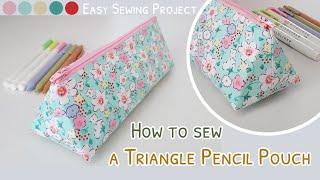 How to sew a triangle pencil pouch with 20cm zipper | diy pencil pouch | easy pencil case sewing