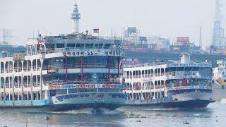 MV SUNDARBAN 11 vs MV AASA JAAWA 1 | Launch/Ship Race In Buriganga River | Ship Overtaking Video