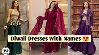 Diwali Dresses With Names/ Diwali Outfits/ Types Of Diwali Dresses For Women #dress