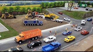 Thrilling 1/64 Diorama: Watch Construction Site Semi Trucks in Action!