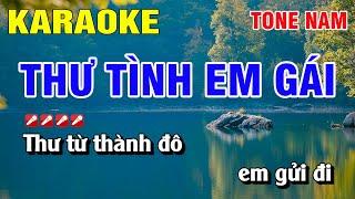 Karaoke Thư Tình Em Gái Tone Nam Nhạc Sống | Nguyễn Linh