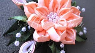 Мастер-класс круглый лепесток в складку /  Leaves kanzashi / DIY Kanzashi / DIY Ribbon flower