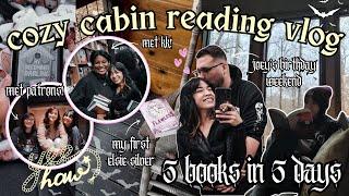 cozy cabin reading vlog | 5 books in 5 days, 24hr readathon, 8hr road trip, meeting bookish friends