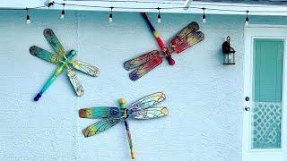 DIY Garden Dragonfly Wall Art - Made from Up-Cycled Fans - by Karen Governale