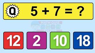 20 Math Quiz for Kids | One Digit Addition Quiz