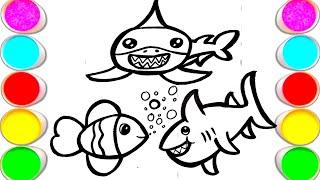 How To Draw Shark with Rainbow Colors for Kids. | Kids Art Cafe,4