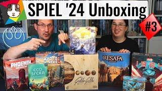 SPIEL '24 Neuheiten Unboxing - Galileo Galilei, Resafa, Phoenix New Horizon, Kyoto no Neko, Ecosfera