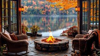 Peacefull Autumn Lakeside Cabin: Fire Pit and Relaxing Nature Sounds for Calm Ambiance