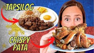 Trying Crispy Pata and Tapsilog for the First Time! | Filipino Food Experience 