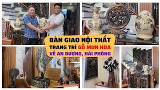 Đồ gỗ Vương Thao bàn giao Tranh gỗ, tượng trang trí, tủ giày được anh khách Hải Phòng khen hết lời