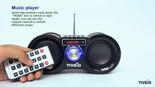 Retekess(TIVDIO) V113 FM Radio Boombox Stereo MP3 Speaker with Remote Control Rechargeable Battery