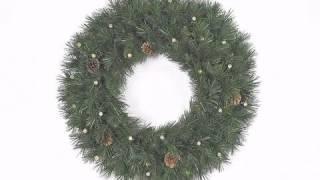 24 inch Mixed Pine Wreath: LED Lights - Battery Operated - artificialplantsandtrees.com