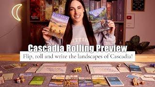 Cascadia Rolling Hills & Rivers Preview! | Flip, roll and write the landscapes of Cascadia!