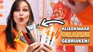 ALLE ORANJE ART SUPPLIES GEBRUIKEN DIE IK HEB! - 1 kleur Challenge