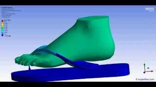 ANSYS WB Explicit Dynamics FEA - Simulation of a foot pulling upwards on a slipper