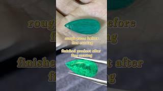 ViVid Green Pear Shape Emerald Cutting Process#customdesign #emerald #gems  #jewelry  #customjewelry