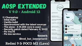 Review Update Custom ROM AOSP Extended 9.0 Android 12 | Redmi 9 | Poco M2