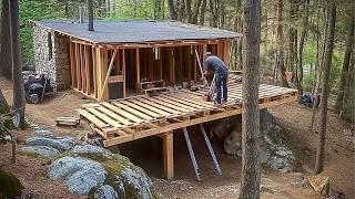 Man Builds a House with ABANDONED PALLETS and LOGS on a Steep Mountain | by @lesnoy_offline3431