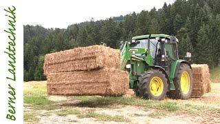 Quaderballen laden | John Deere 6210 | Frontlader Stoll | Large Square Balers