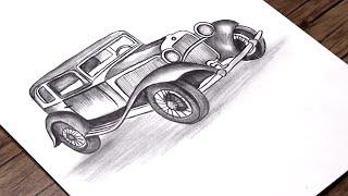 How to Draw a Classic Car Step by Step | Vintage Car Sketch | Pencil Drawing