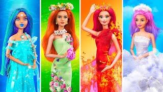 Fire Girl, Water Girl, Air Girl and Earth Girl / 16 Barbie Hacks and Crafts