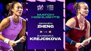 Zheng Qinwen vs. Barbora Krejcikova | 2024 WTA Finals Riyadh Semifinal | Match Highlights