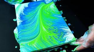 Acrylic Pour Painting with Blue and Green Earthy Tones | Fluid Art Tutorial | Easy Acrylic Pour Art