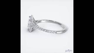 Princess Cut Halo Engagement Ring in White Gold