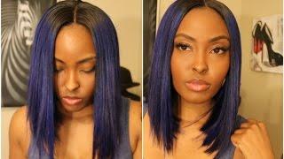 Tutorial: FULL WIG on fleek lol,  Chic and SLEEK middle and side part BLUE BOB