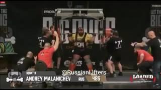 Andrey Malanichev - 1140kg/2513lbs WR RAW Total 485kg/1069lbs RAW WR Squat W/ Wraps