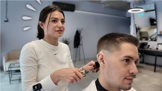 Cute Ukrainian Barber ASMR - Complete Haircut & Shave Session [$35]