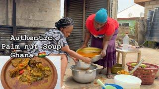 Cooking Authentic Ghana PALM NUT SOUP \ BANGA with FUFU in Real town || West Africa