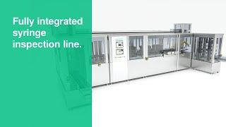 Fully integrated syringe inspection line without glass-to-glass contact