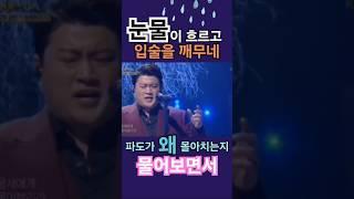 눈물이 흐르고 입술을 깨무네 파도가 왜 몰아치는지 물어보고 또 물어보면서