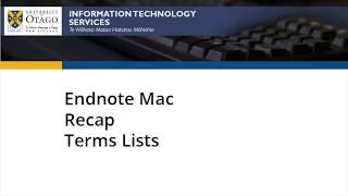 Adding Terms lists to Endnote on Macintosh