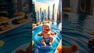  Pool Thief! Monkey Steals Water RIGHT IN FRONT OF ME #ai #shorts #monkey #cuteanimals #cutebaby