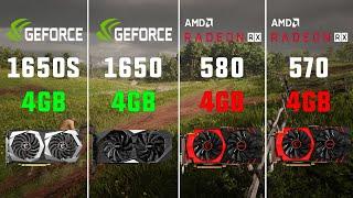 GTX 1650 SUPER vs GTX 1650 vs RX 580 4GB vs RX 570 4GB Test in 8 Games